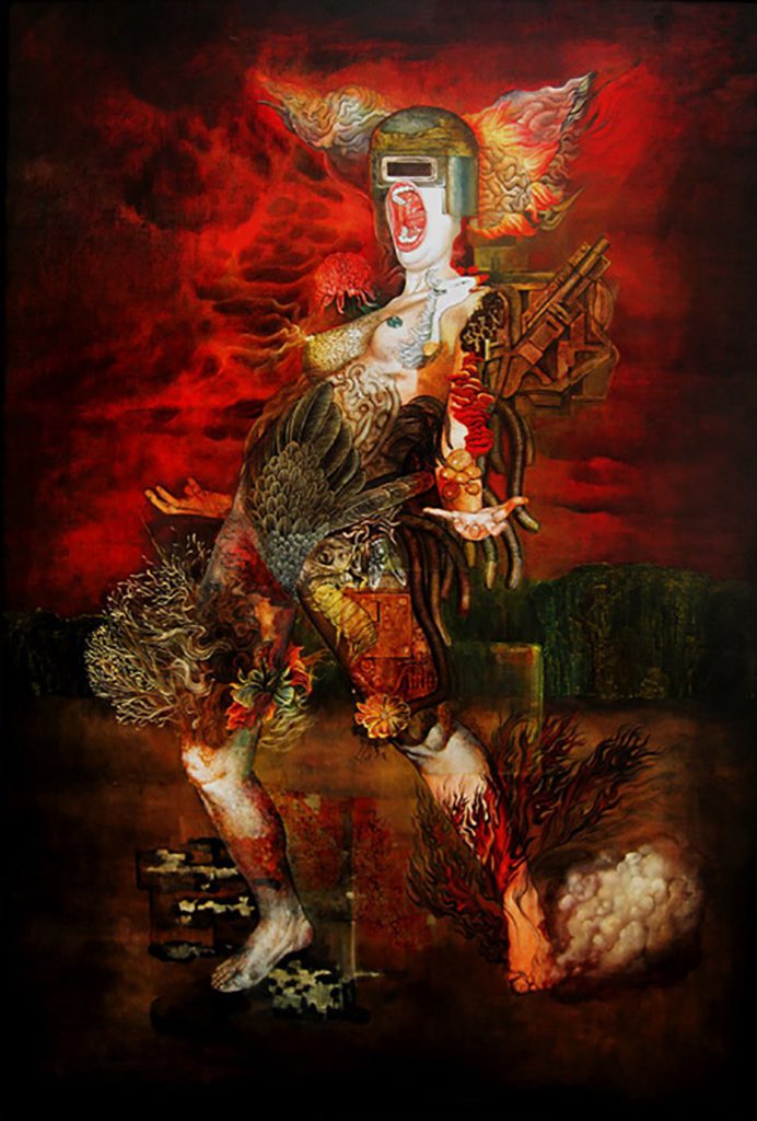 作品タイトル「自己嫌悪」サイズ１９３×１３０㎝